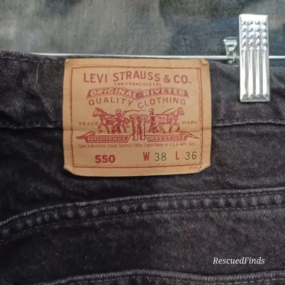 Vintage 1993 Levis 550 Black Cotton Jeans - W38 L36
